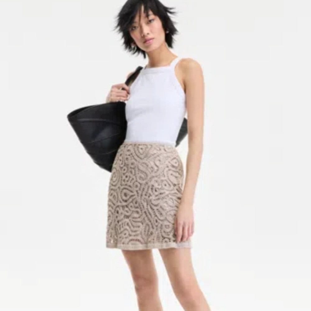 INC WOMEN'S COTTON CROCHET SKIRT SIZE MEDIUM NWT